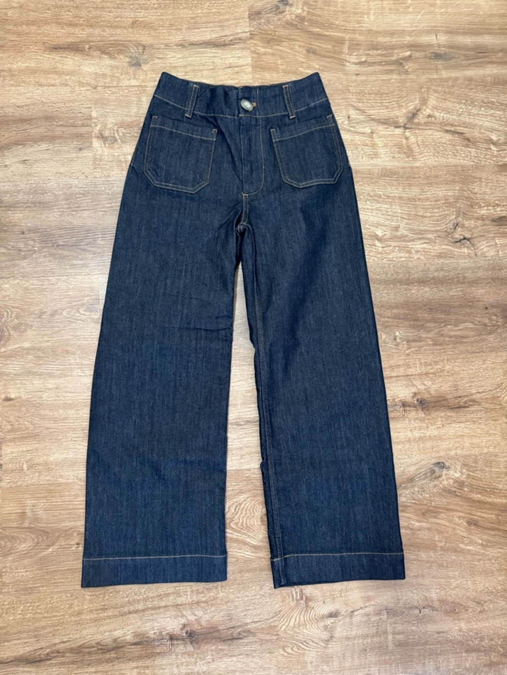 Anthropologie Maeve The Colette Crop Wide-Leg Jeans Dark Wash Sz 24 Spring - Picture 3 of 7
